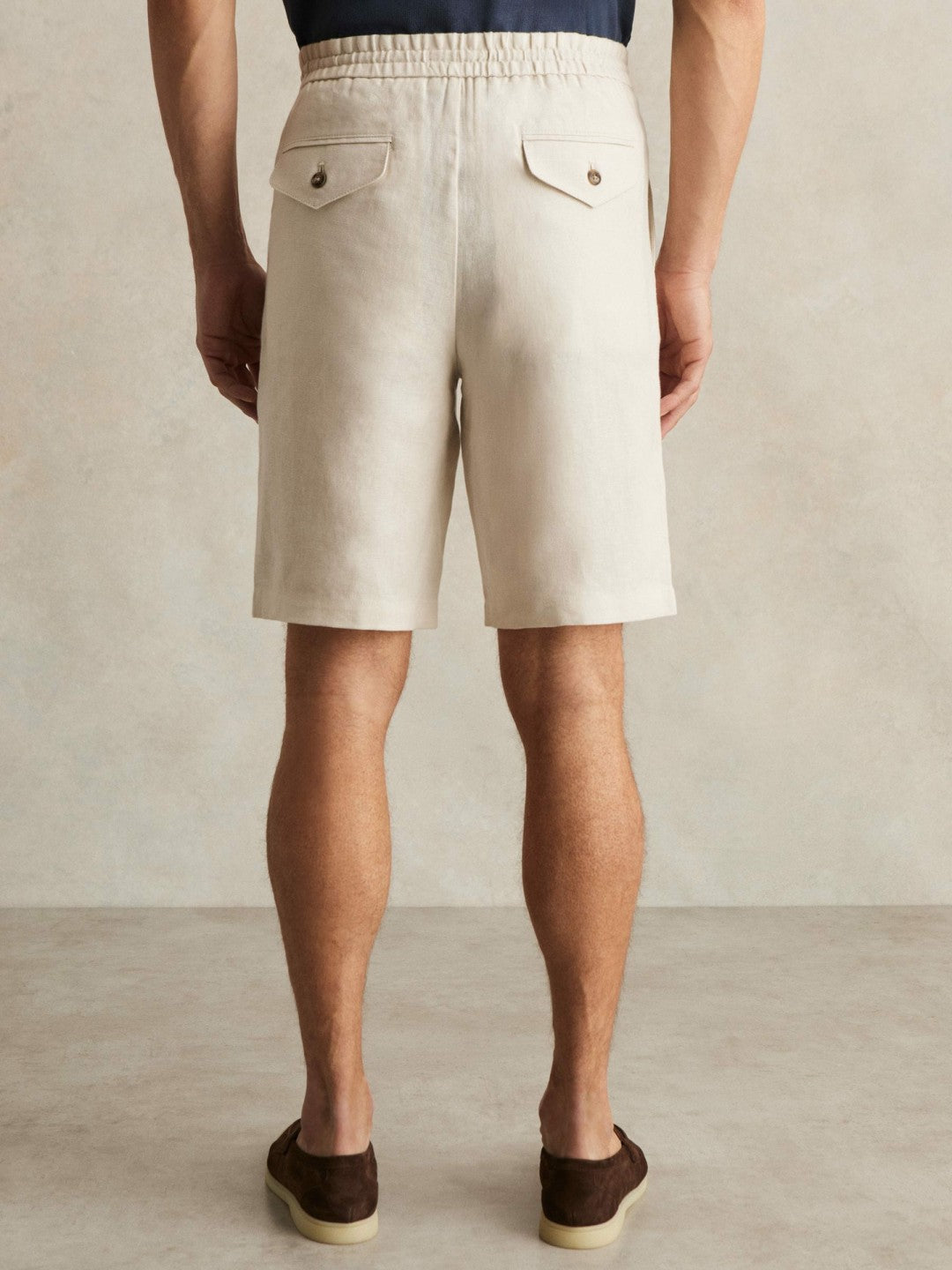 Linen Drawstring Shorts Stone | Mens