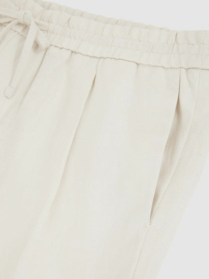 Linen Drawstring Shorts Stone | Mens