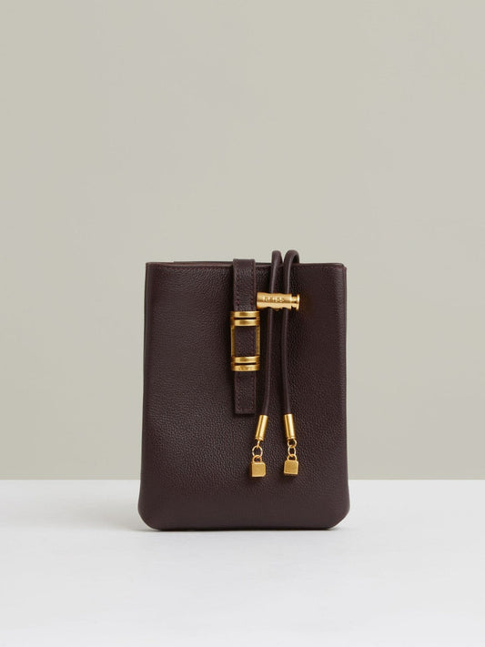 Leather Phone Holder Oxblood | Womens