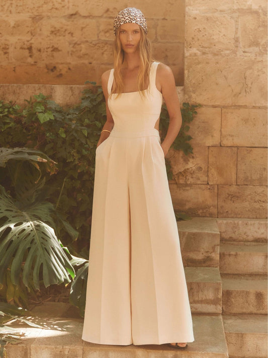Wide-Leg Cut-Out Jumpsuit Pale Pink | Womens