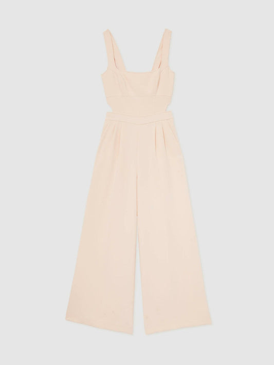 Wide-Leg Cut-Out Jumpsuit Pale Pink | Womens