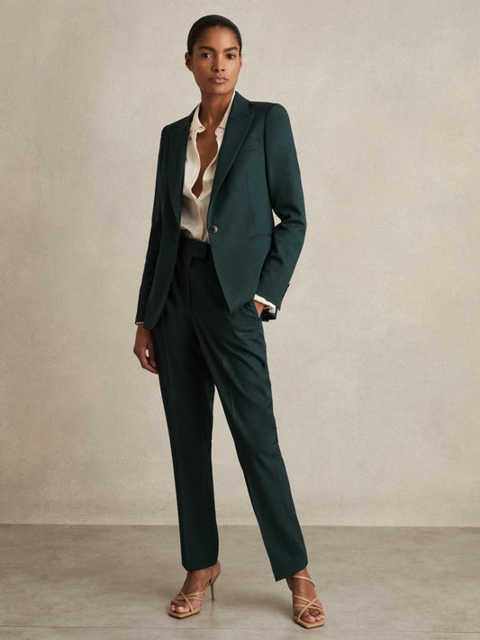 Wool-Blend Slim-Fit Suit Trousers Green | Womens