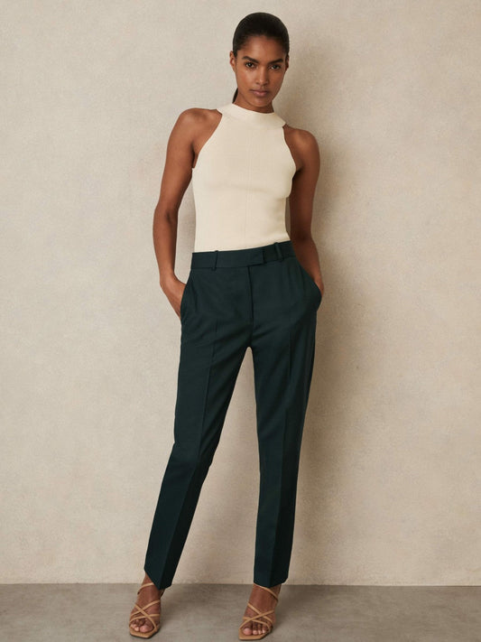 Petite Wool-Blend Slim-Fit Suit Trousers Green | Womens