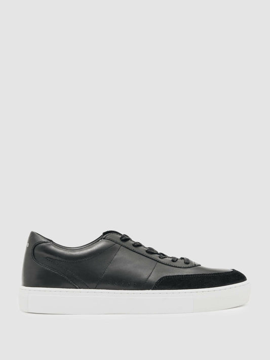 Bonded-Leather Low-Top Trainers Black | Mens