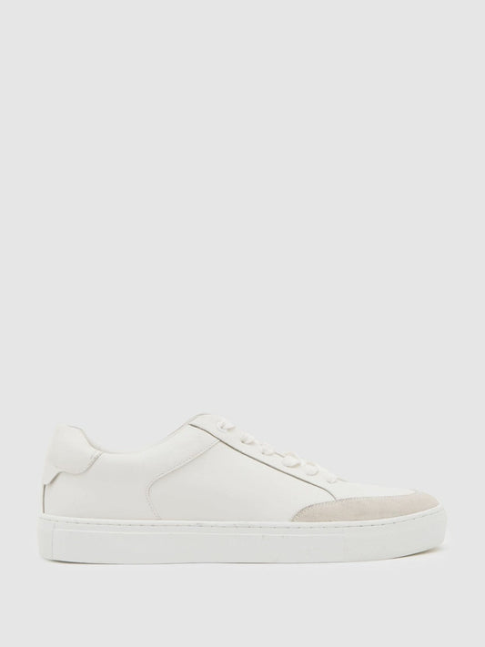 Bonded-Leather Low-Top Trainers White | Mens