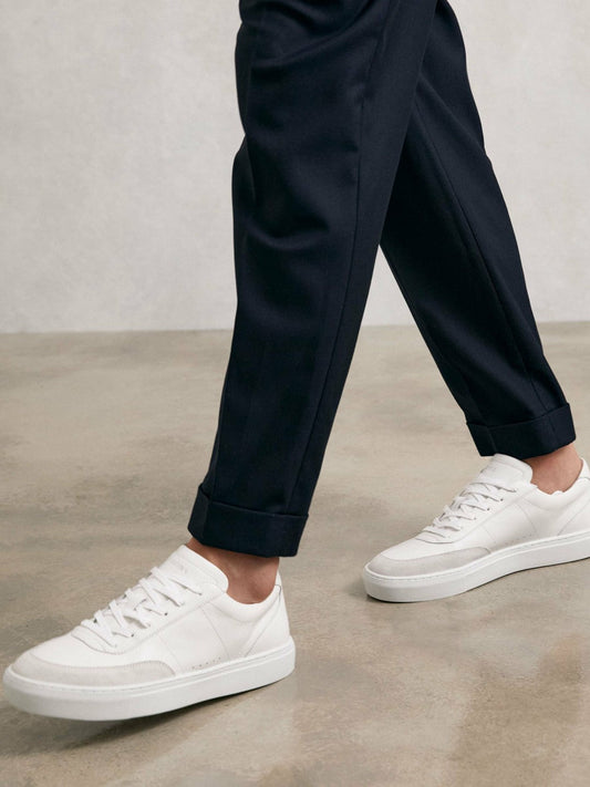Bonded-Leather Low-Top Trainers White | Mens