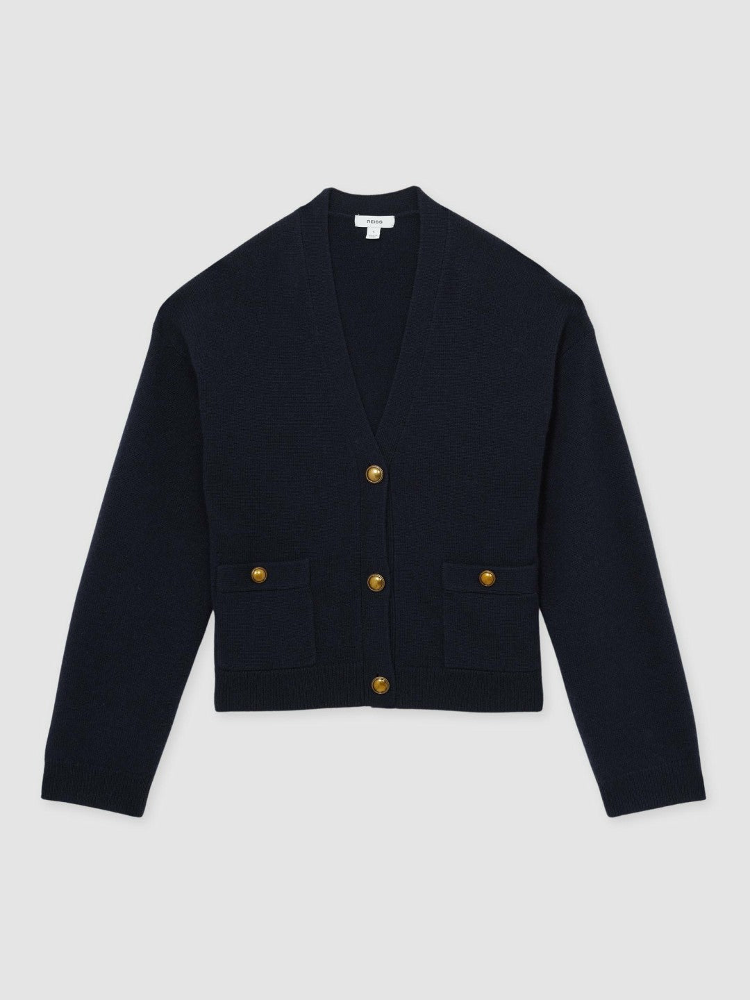 Wool-Cashmere Button Cardigan Navy | Womens
