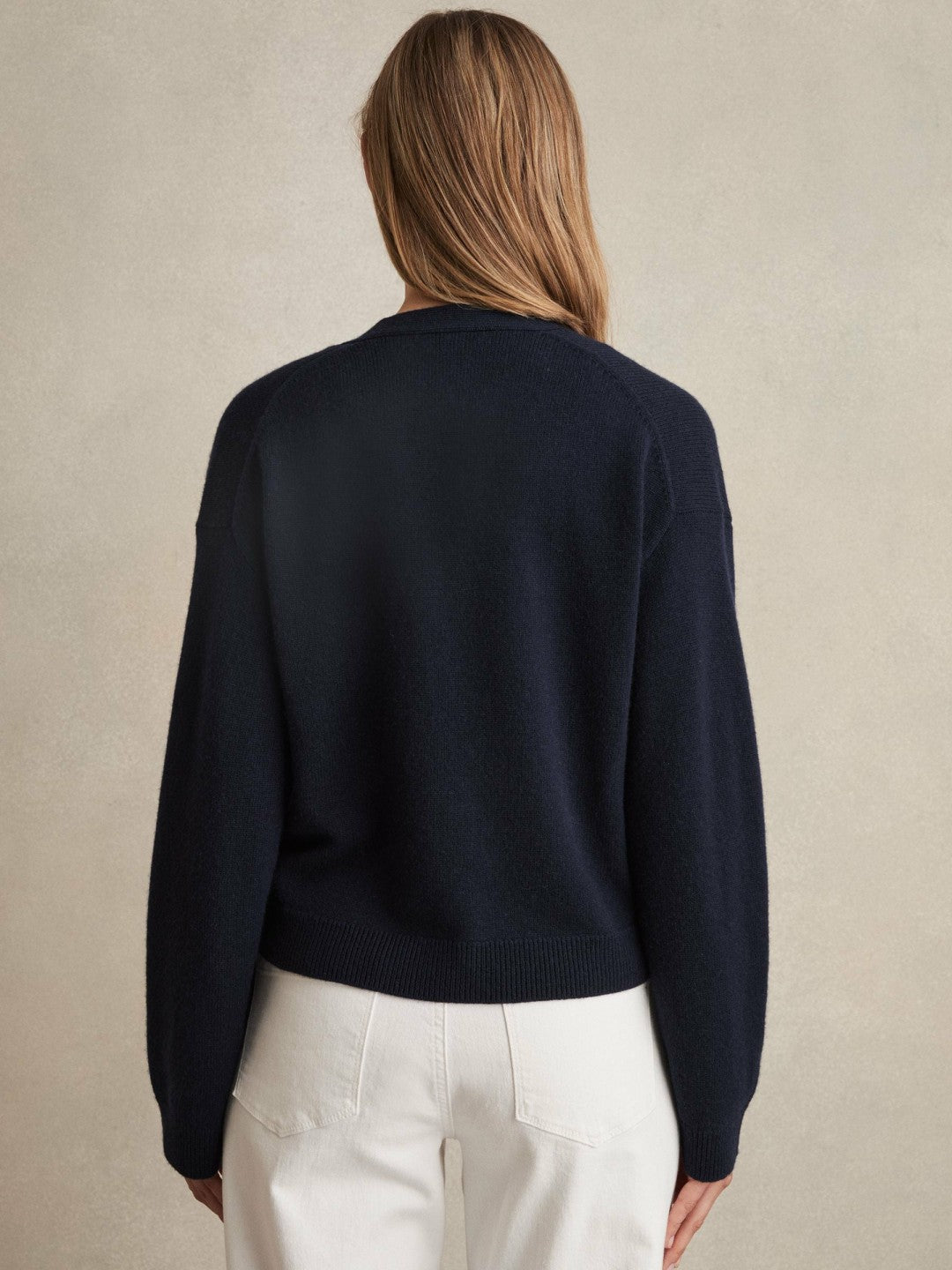 Wool-Cashmere Button Cardigan Navy | Womens