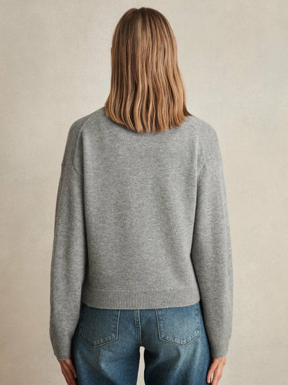 Wool-Cashmere Button Cardigan Silver Grey | Womens