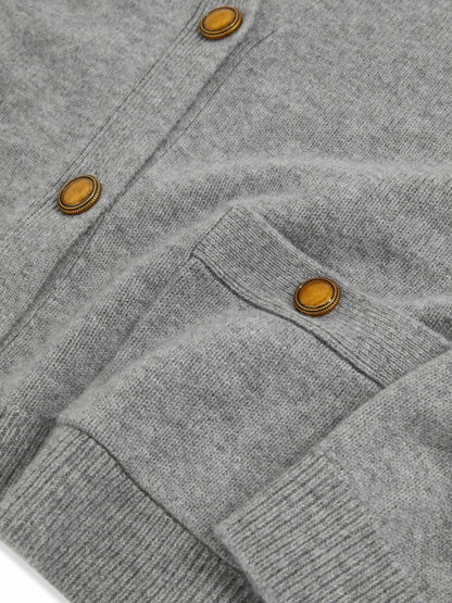 Wool-Cashmere Button Cardigan Silver Grey | Womens