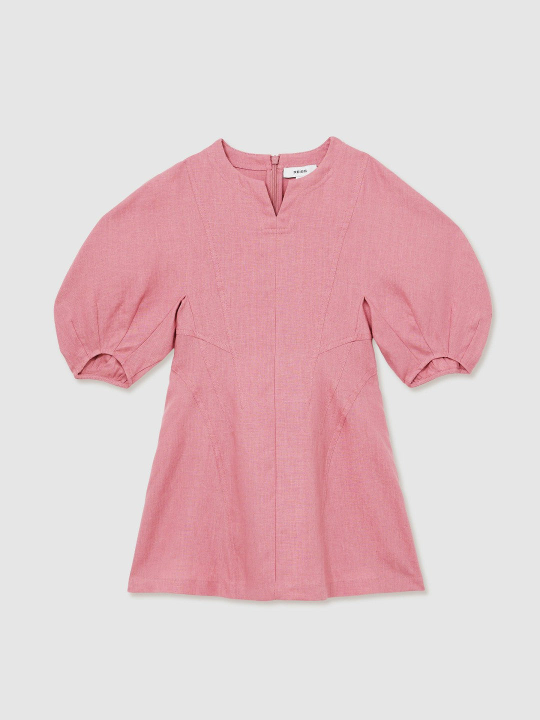 13-14 yrs Linen Balloon-Sleeve Dress Pink | Children