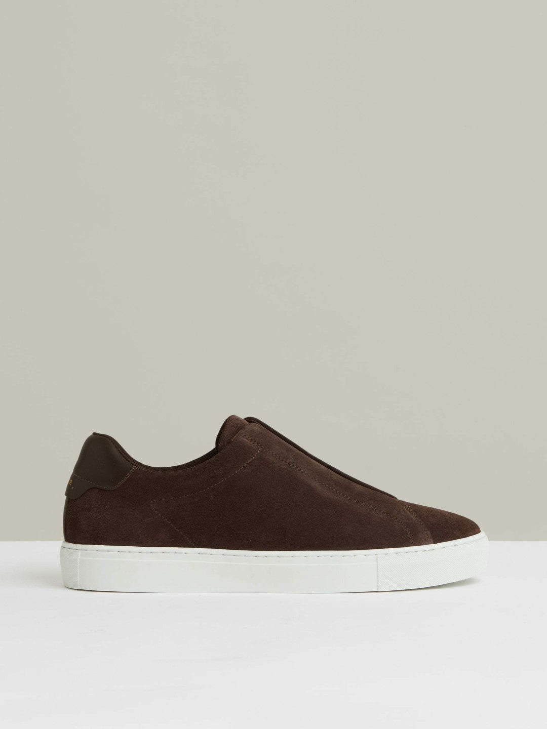 Suede Slip-On Elasticated Trainers Chocolate Brown | Mens