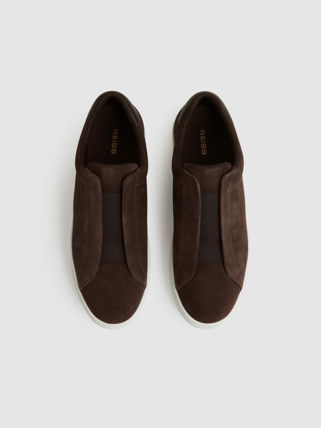 Suede Slip-On Elasticated Trainers Chocolate Brown | Mens