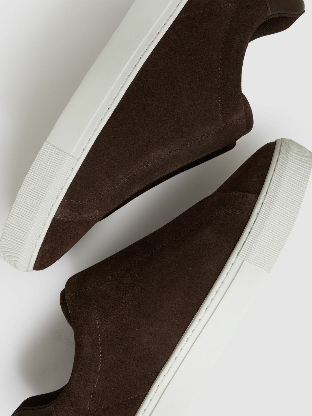 Suede Slip-On Elasticated Trainers Chocolate Brown | Mens