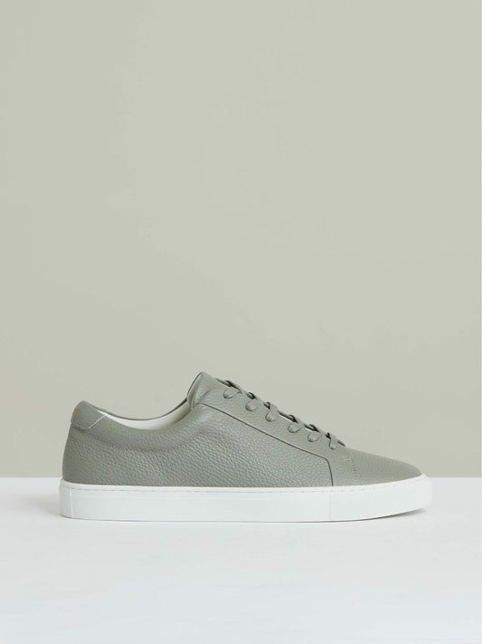 Tumbled-Leather Low-Top Trainers Mint Green | Mens