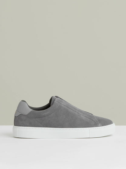 Suede Slip-On Elasticated Trainers Grey | Mens