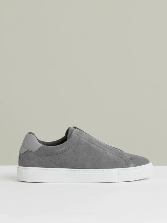 Suede Slip-On Elasticated Trainers Grey | Mens