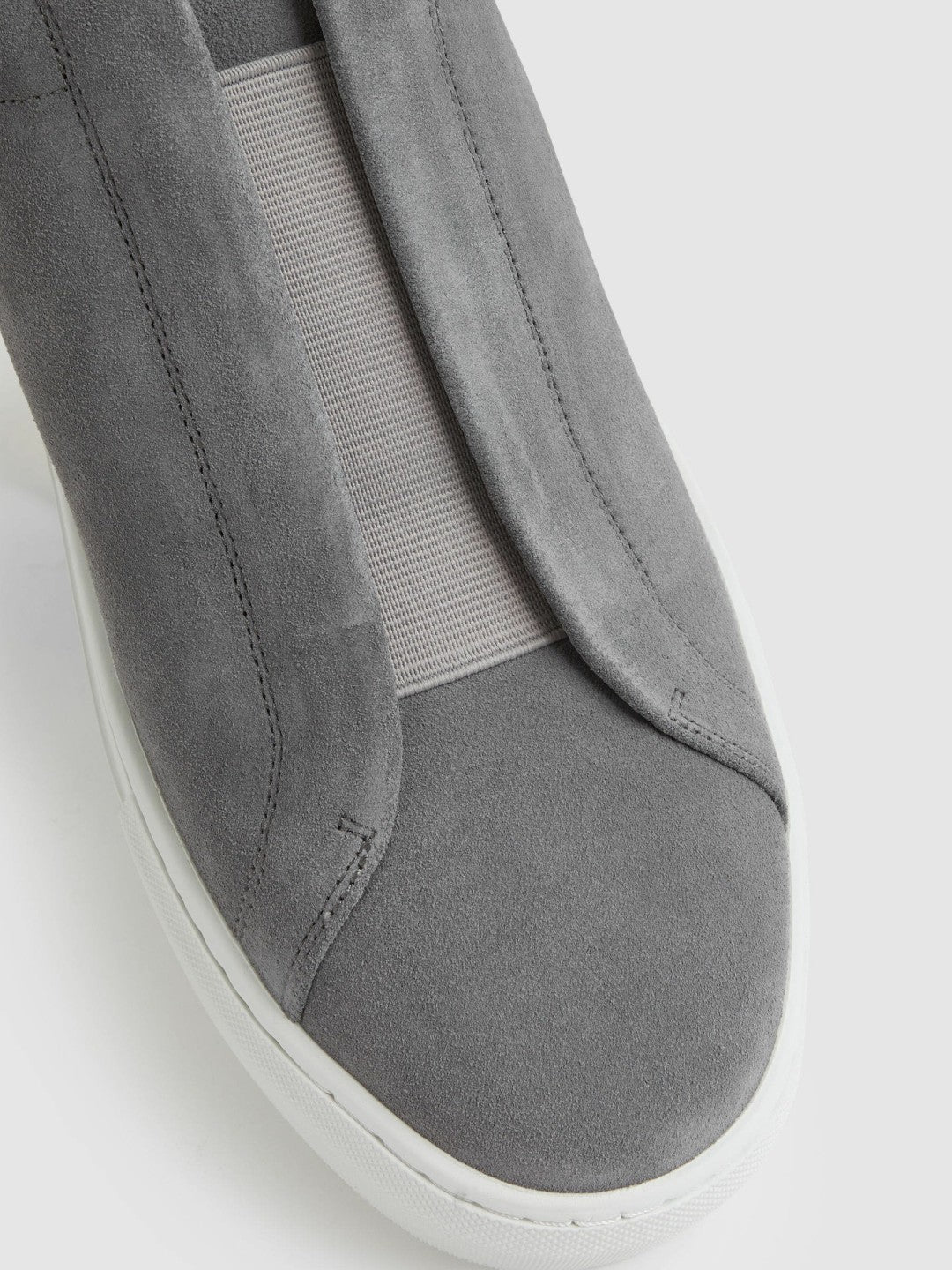 Suede Slip-On Elasticated Trainers Grey | Mens