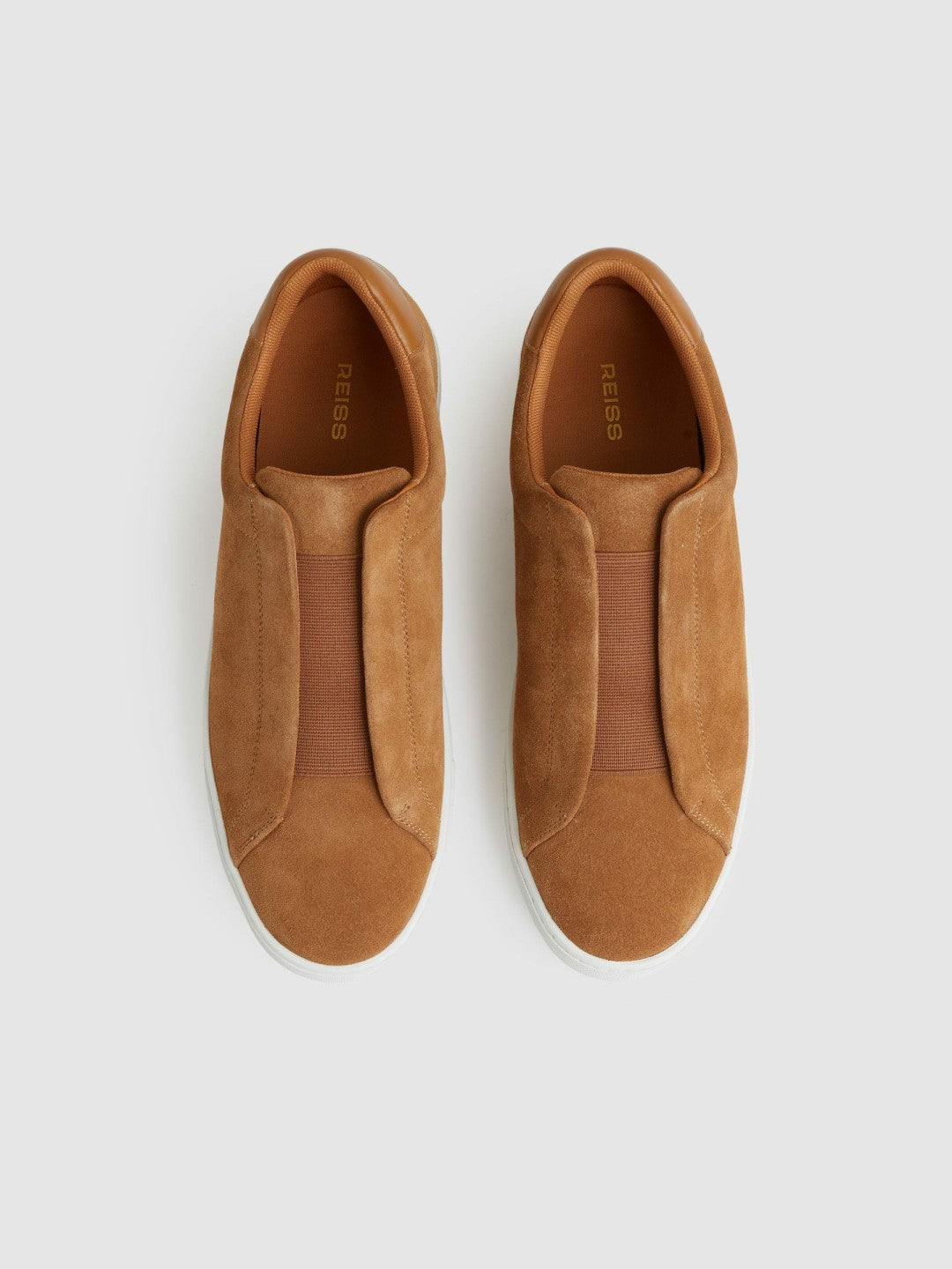 Suede Slip-On Elasticated Trainers Tan Brown | Mens