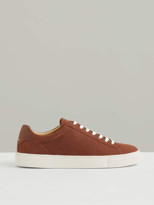 Nubuck Leather Low-Top Trainers Brickwood Red | Mens