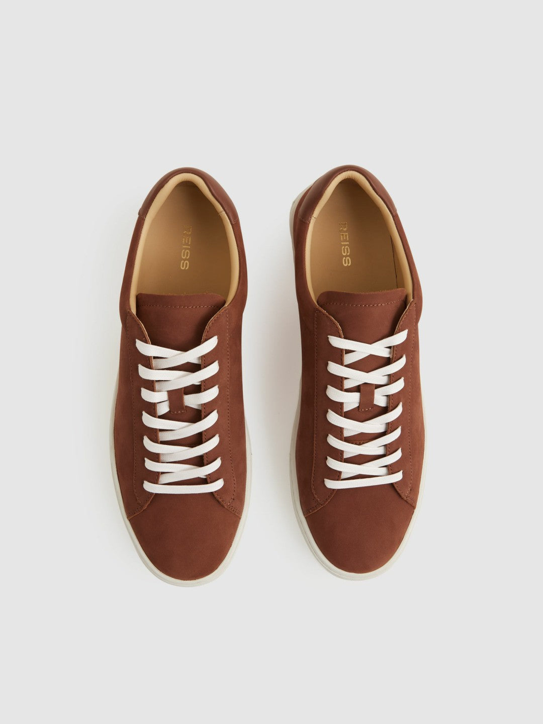 Nubuck Leather Low-Top Trainers Brickwood Red | Mens