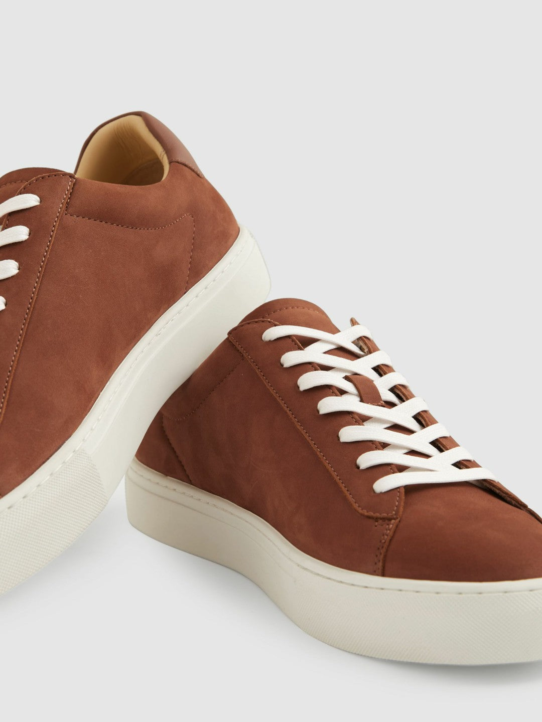 Nubuck Leather Low-Top Trainers Brickwood Red | Mens