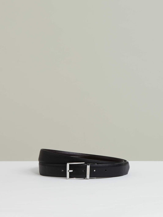 Reversible Leather Belt with Interchangeable Buckle Black/Brown | Mens