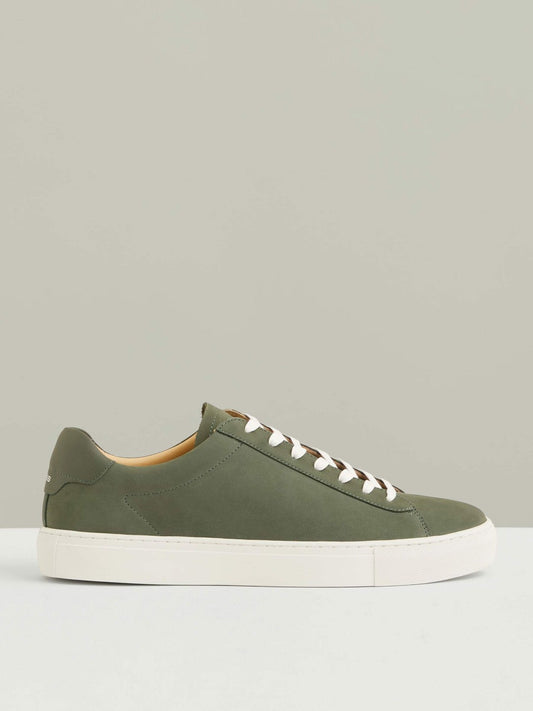 Nubuck Leather Low-Top Trainers Thyme Green | Mens