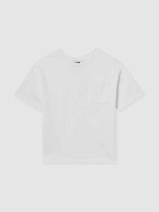 13-14 yrs Cotton Palm-Embroidery Oversize T-Shirt Off White | Children