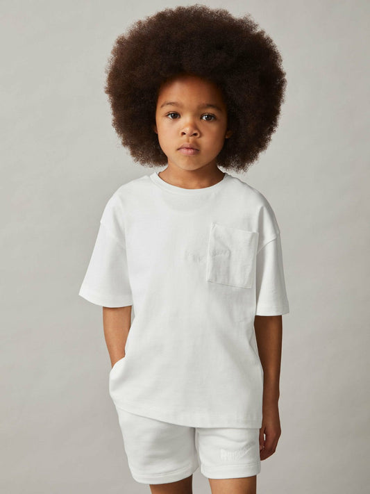 13-14 yrs Cotton Palm-Embroidery Oversize T-Shirt Off White | Children