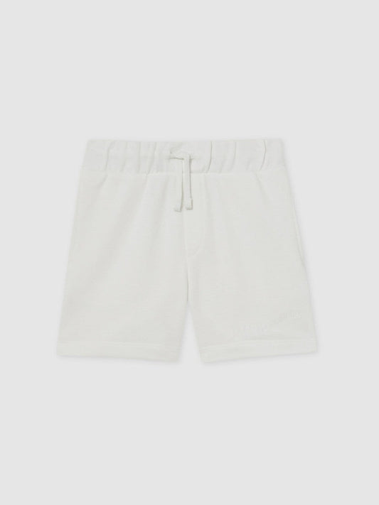 13-14 yrs Cotton Brand-Embroidered Shorts Off White | Children