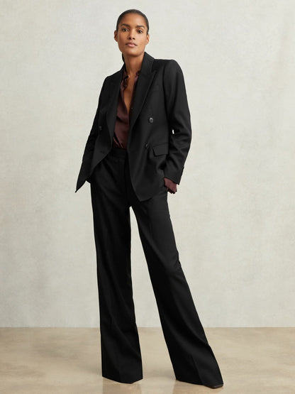 Wool-Blend Wide-Leg Suit Trousers Black | Womens