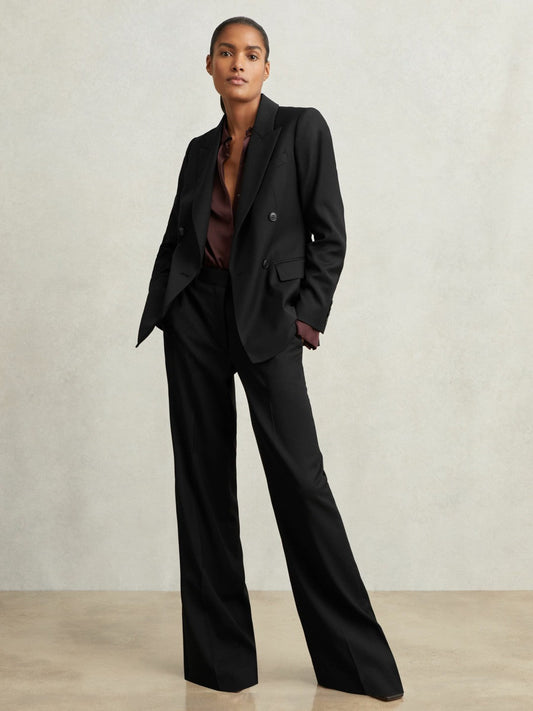 Wool-Blend Wide-Leg Suit Trousers Black | Womens
