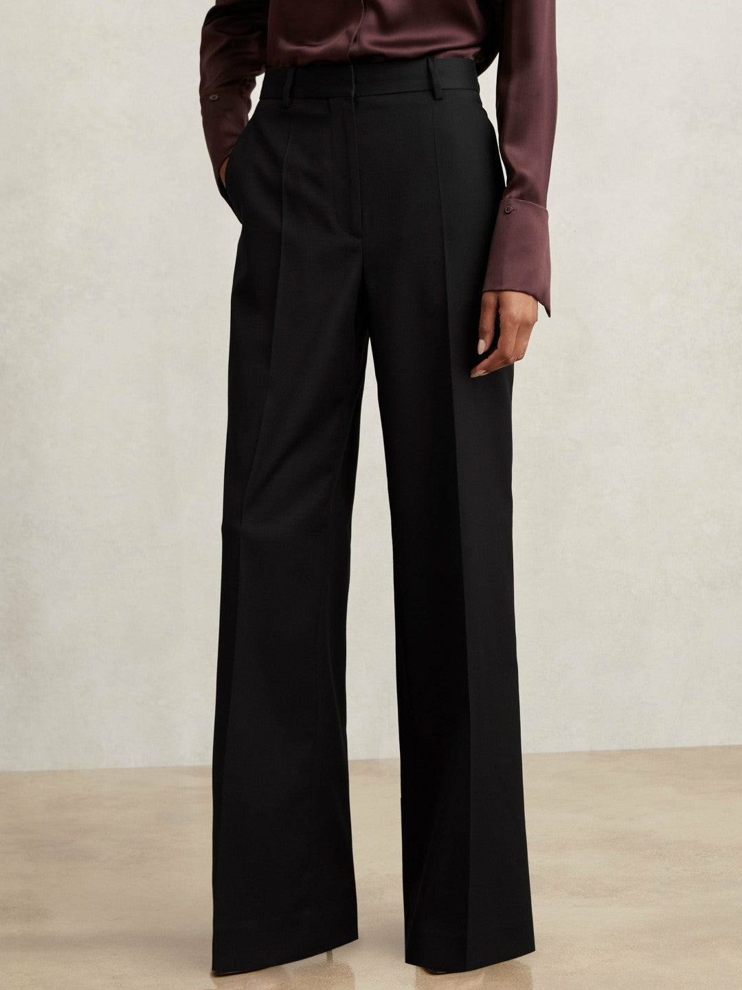 Wool-Blend Wide-Leg Suit Trousers Black | Womens