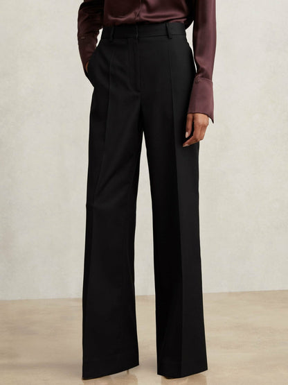 Wool-Blend Wide-Leg Suit Trousers Black | Womens