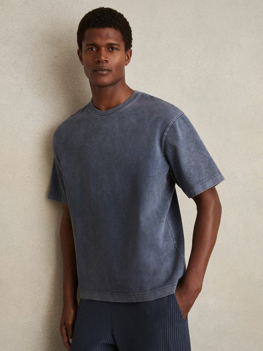 Cotton GarMenst-Dyed Oversize T-Shirt Indigo Blue | Mens