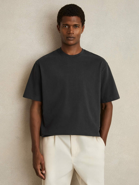 Cotton GarMenst-Dyed Oversize T-Shirt Washed Black | Mens