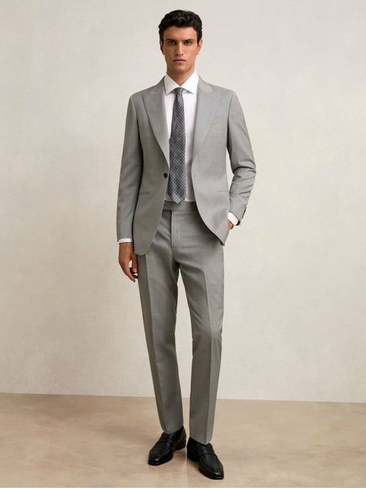 Slim-Fit Wool Suit Trousers Mid Grey | Mens