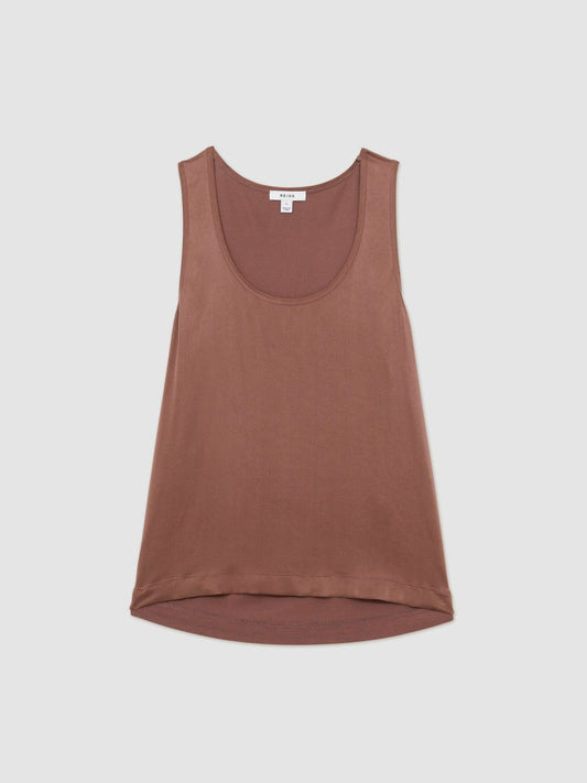 Silk-Front Cami Top Mocha Brown | Womens