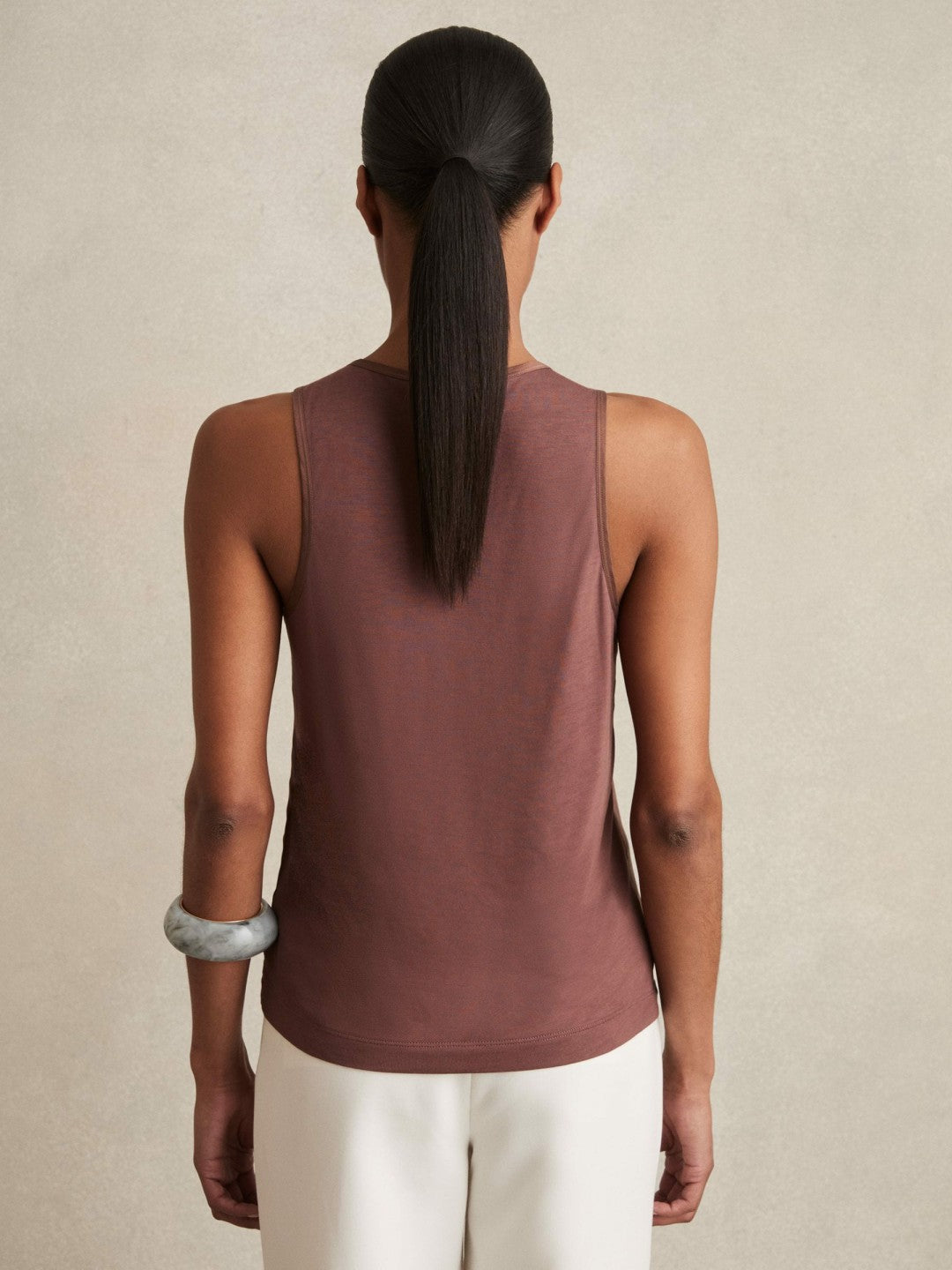 Silk-Front Cami Top Mocha Brown | Womens