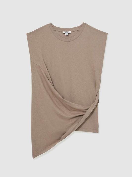 Cotton Drape T-Shirt Taupe Neutral | Womens