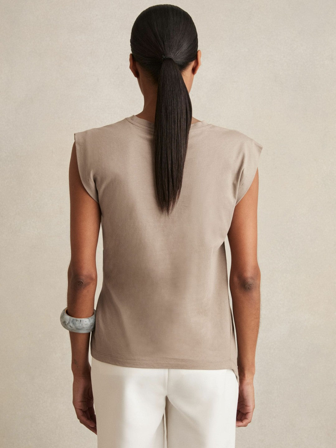 Cotton Drape T-Shirt Taupe Neutral | Womens