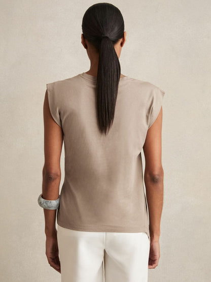Cotton Drape T-Shirt Taupe Neutral | Womens