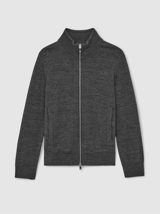 13-14 yrs Merino Wool-Blend Zip-Through Cardigan Derby Grey Melange | Children
