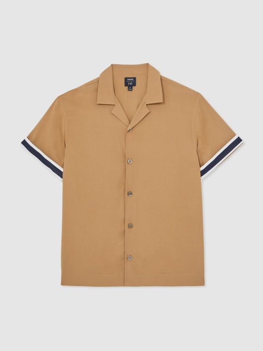 | Ché Stripe-Cuff Shirt Camel | Mens