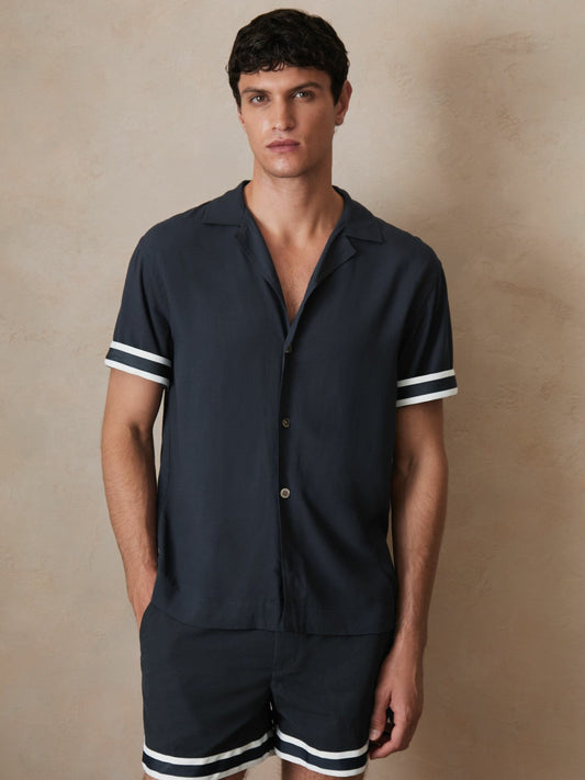 | Ché Stripe-Cuff Shirt Navy | Mens