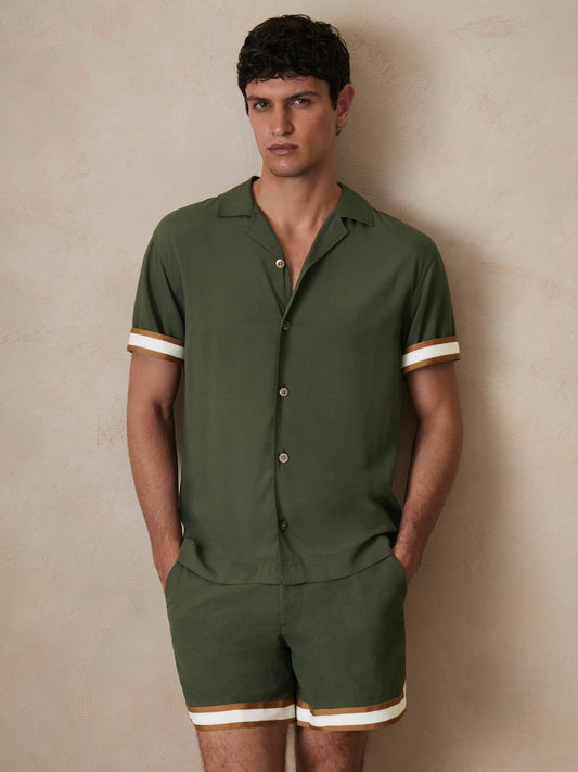 | Ché Stripe-Cuff Shirt Pine Green | Mens