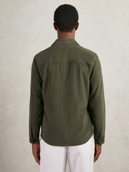 Cotton Corduroy Twin-Pocket Overshirt Khaki Green | Mens
