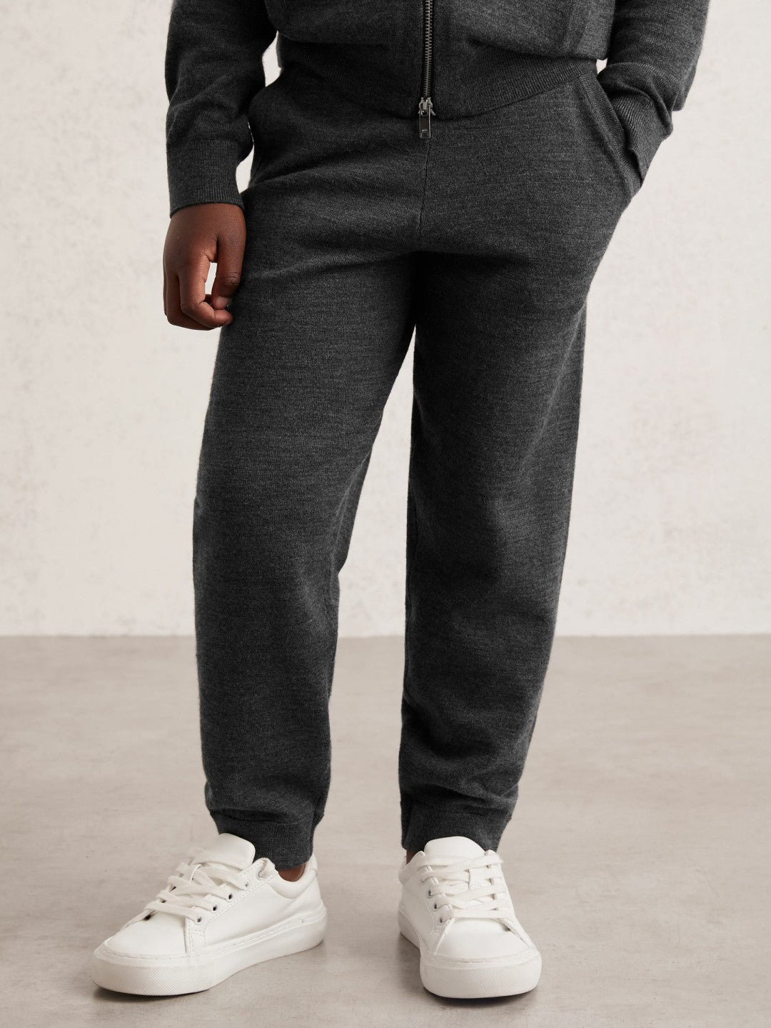 13-14 yrs Merino Wool Cuffed Joggers Derby Grey Melange | Children