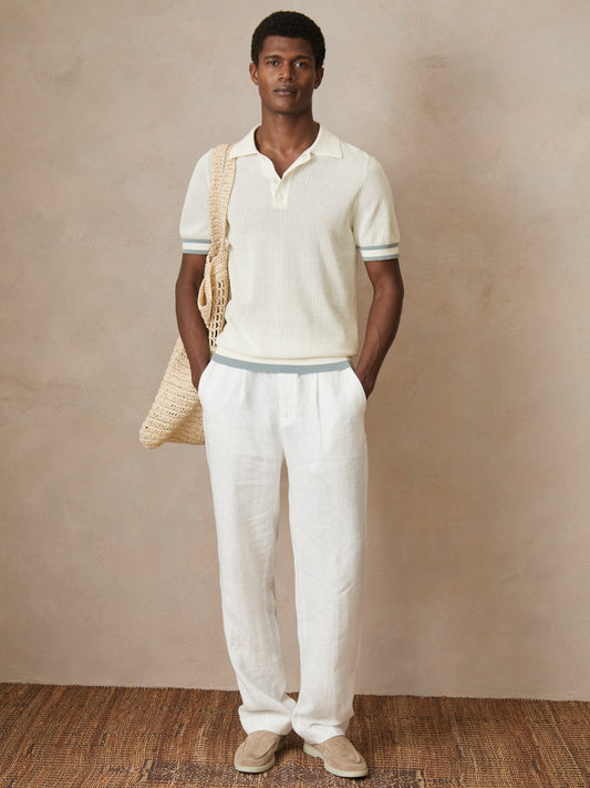 | Ché Cotton Knit Polo Shirt White | Mens